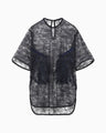 Raschel Lace Embroidered Top - navy