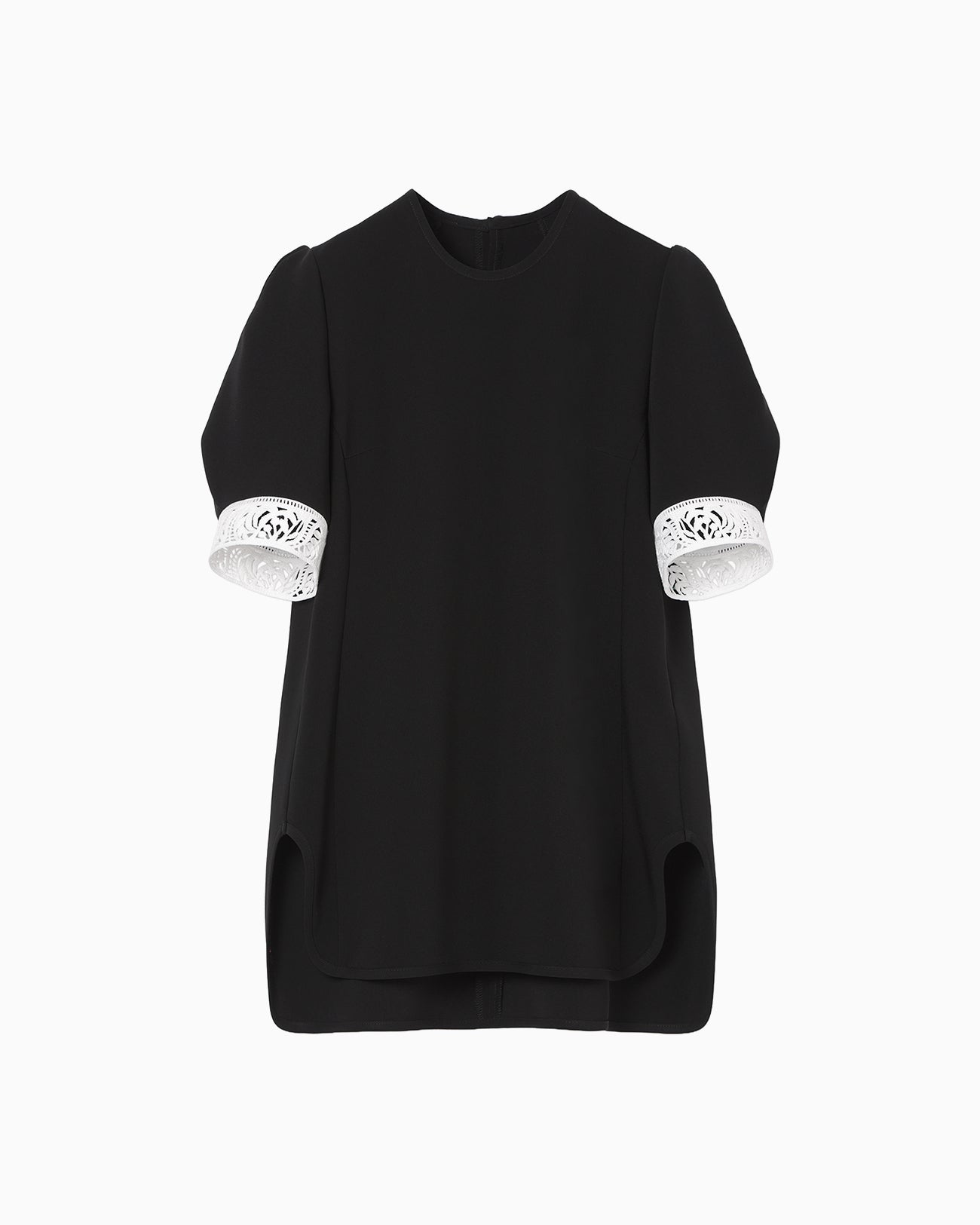 Triacetate Polyester Embroidered Short Sleeve Top - black - Mame