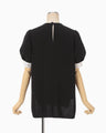 Triacetate Polyester Embroidered Short Sleeve Top - black