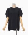 Triacetate Polyester Embroidered Short Sleeve Top - navy