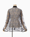 Tulle Lace Stand Collar Shirt - black
