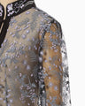 Tulle Lace Stand Collar Shirt - black