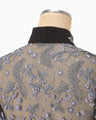 Tulle Lace Stand Collar Shirt - black