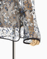 Tulle Lace Stand Collar Shirt - navy