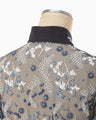 Tulle Lace Stand Collar Shirt - navy
