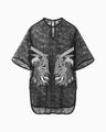 Raschel Lace Embroidered Top - black × grey