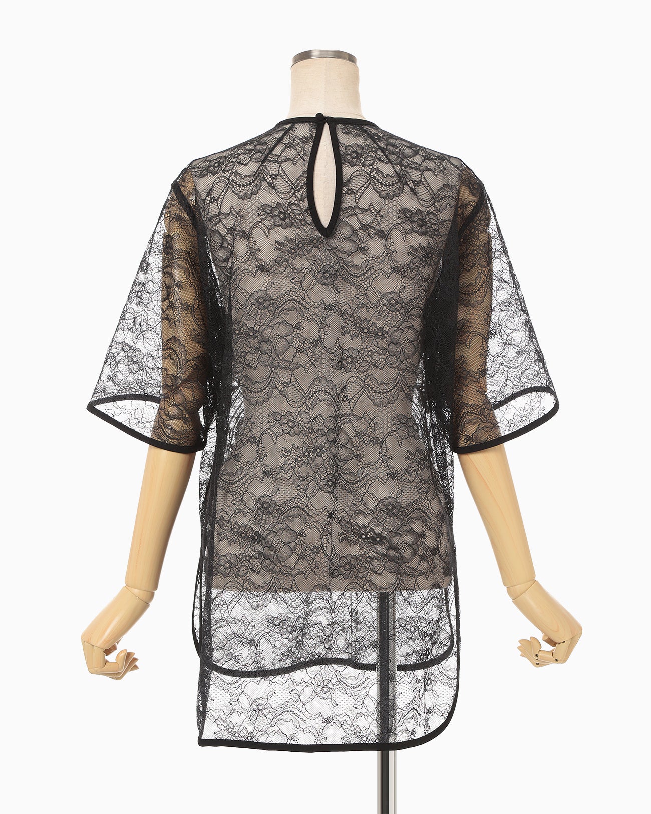 Raschel Lace Embroidered Top - black × grey - Mame Kurogouchi