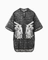 Raschel Lace Embroidered Top - black × white