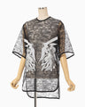 Raschel Lace Embroidered Top - black × white