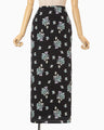 Floral Motif Printed Skirt - black