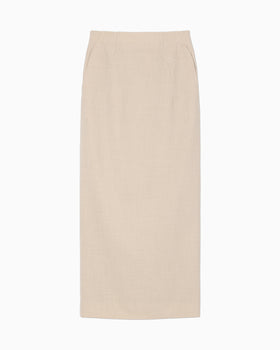 Curved Dart I-line Skirt - beige