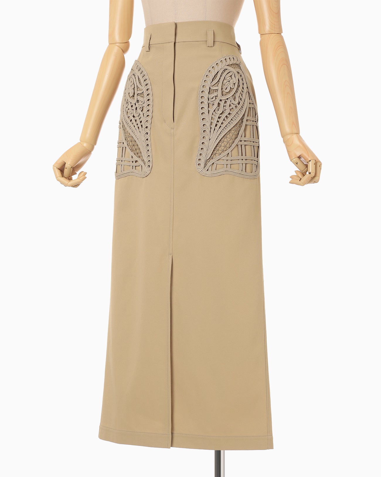 Cording Embroidery Detailed I-line Skirt - beige - Mame Kurogouchi