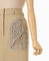 Cording Embroidery Detailed I-line Skirt - beige
