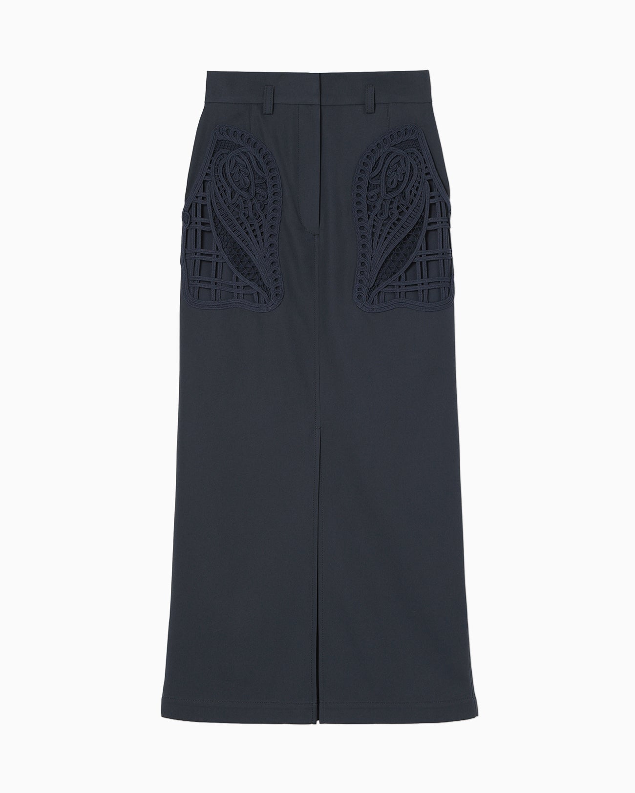 Cording Embroidery Detailed I-line Skirt - navy - Mame Kurogouchi