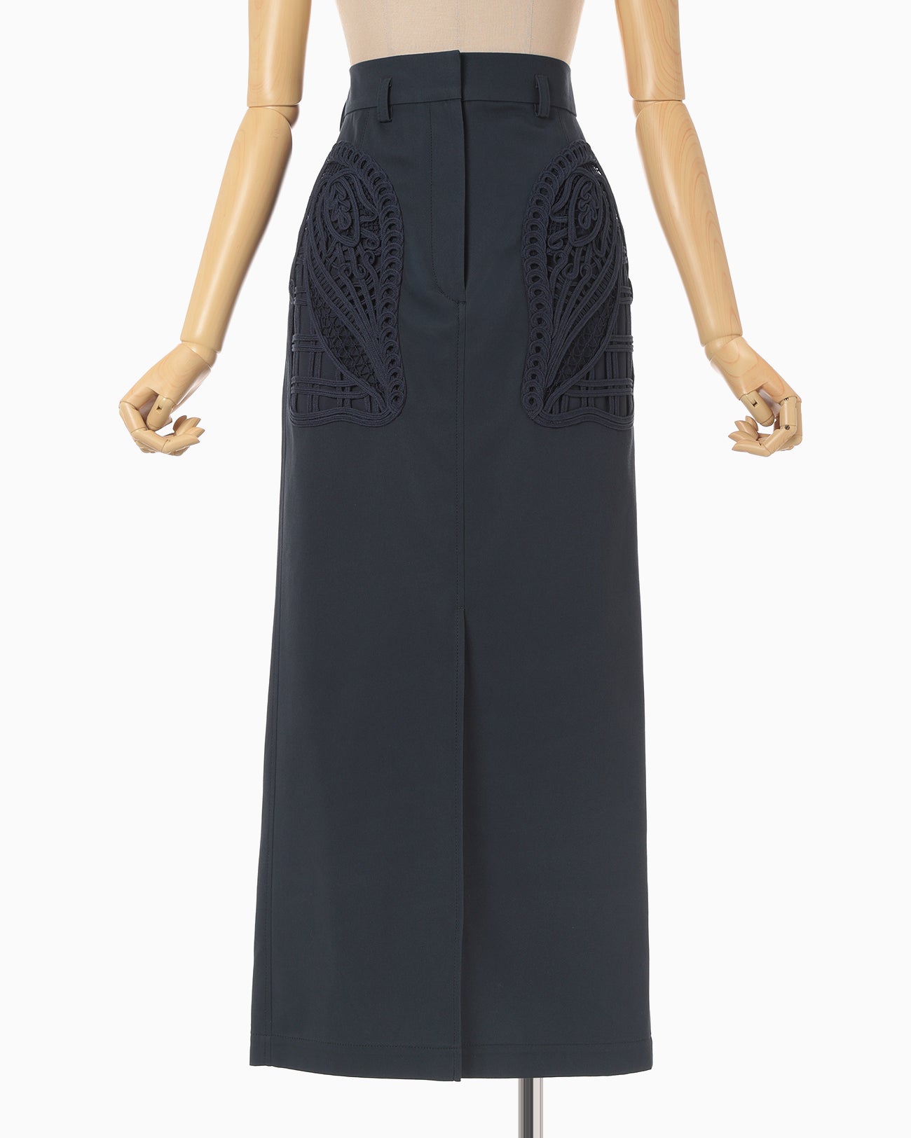 Cording Embroidery Detailed I-line Skirt - navy - Mame Kurogouchi