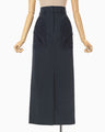 Cording Embroidery Detailed I-line Skirt - navy