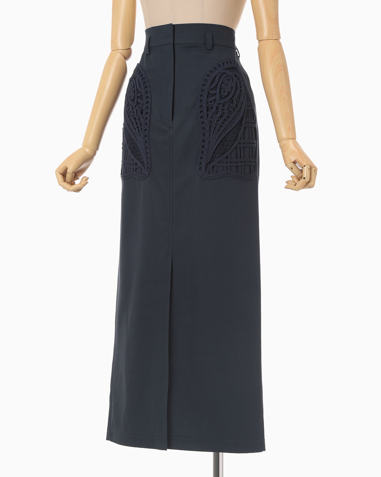 Cording Embroidery Detailed I-line Skirt - navy - Mame Kurogouchi