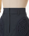 Cording Embroidery Detailed I-line Skirt - navy