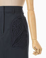 Cording Embroidery Detailed I-line Skirt - navy