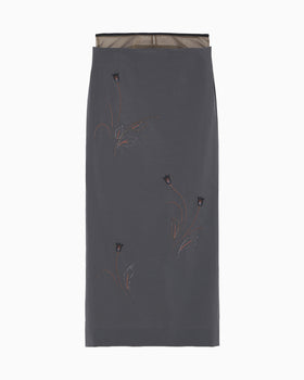 Stretch Beaded Detail Skirt - grey