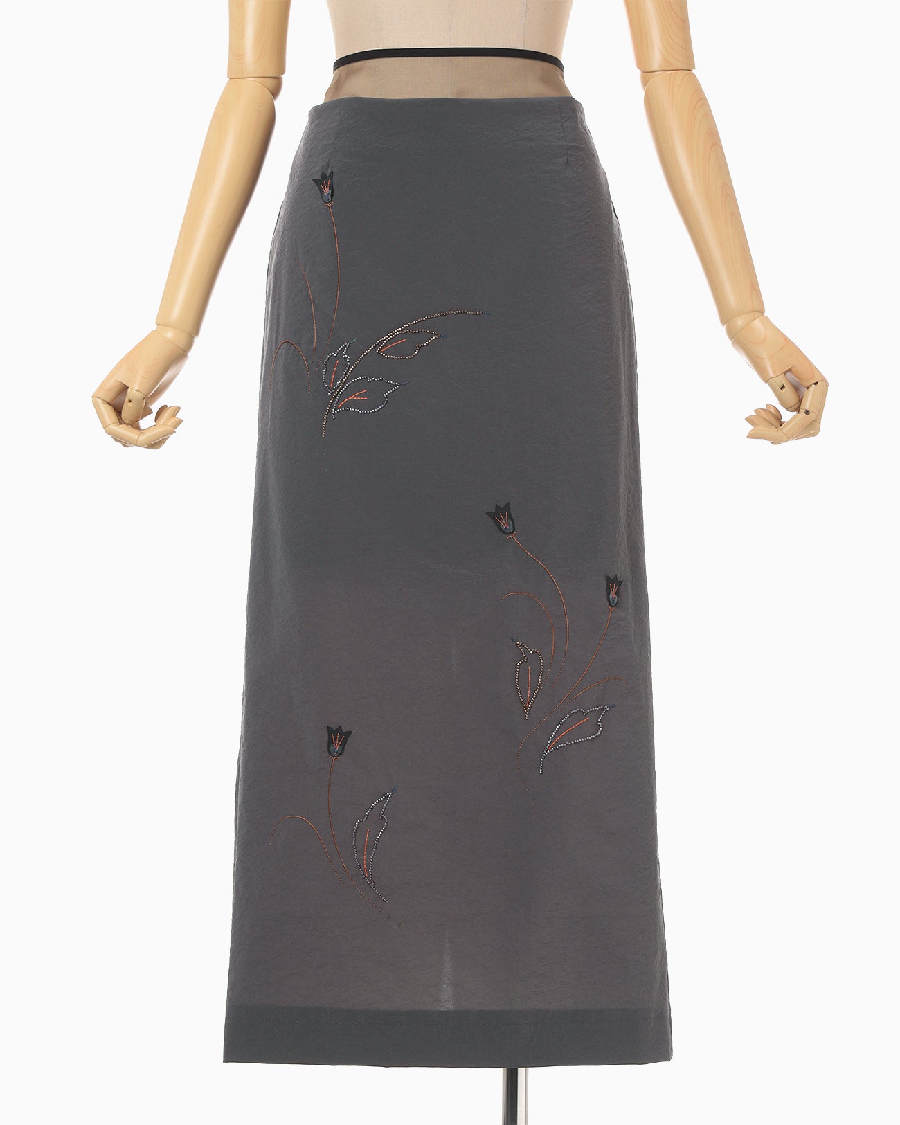 Stretch Beaded Detail Skirt - grey - Mame Kurogouchi