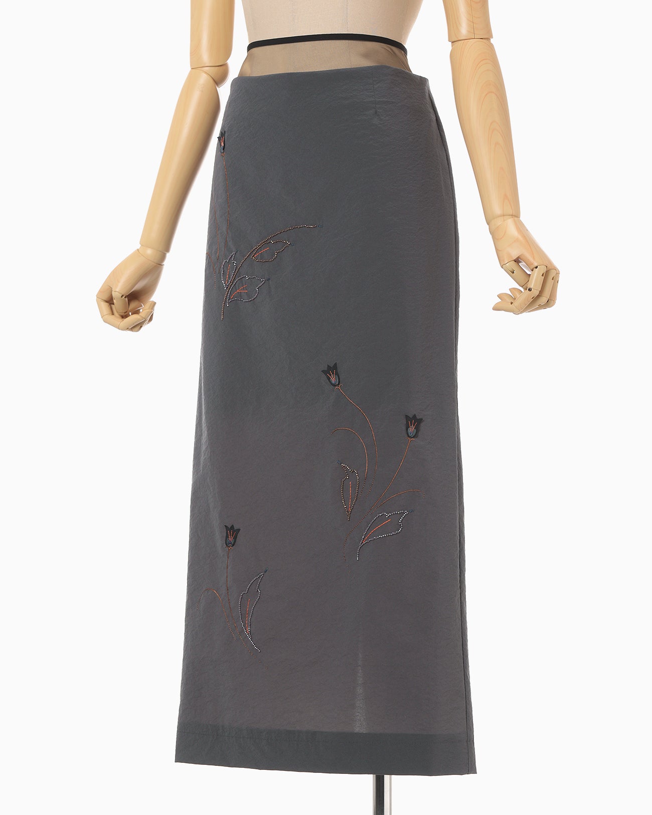 Stretch Beaded Detail Skirt - grey - Mame Kurogouchi