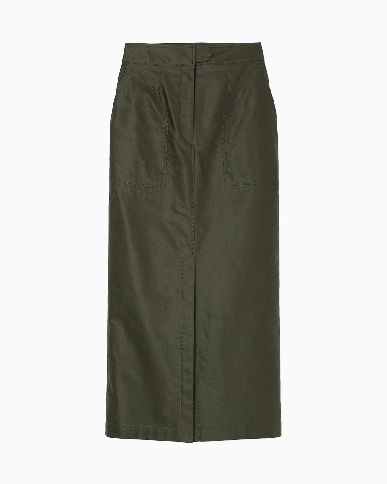 Cotton High Waisted Work Skirt - khaki - Mame Kurogouchi