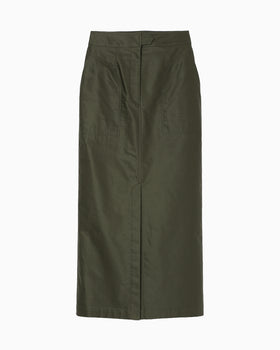Cotton High Waisted Work Skirt - khaki
