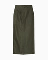 Cotton High Waisted Work Skirt - khaki
