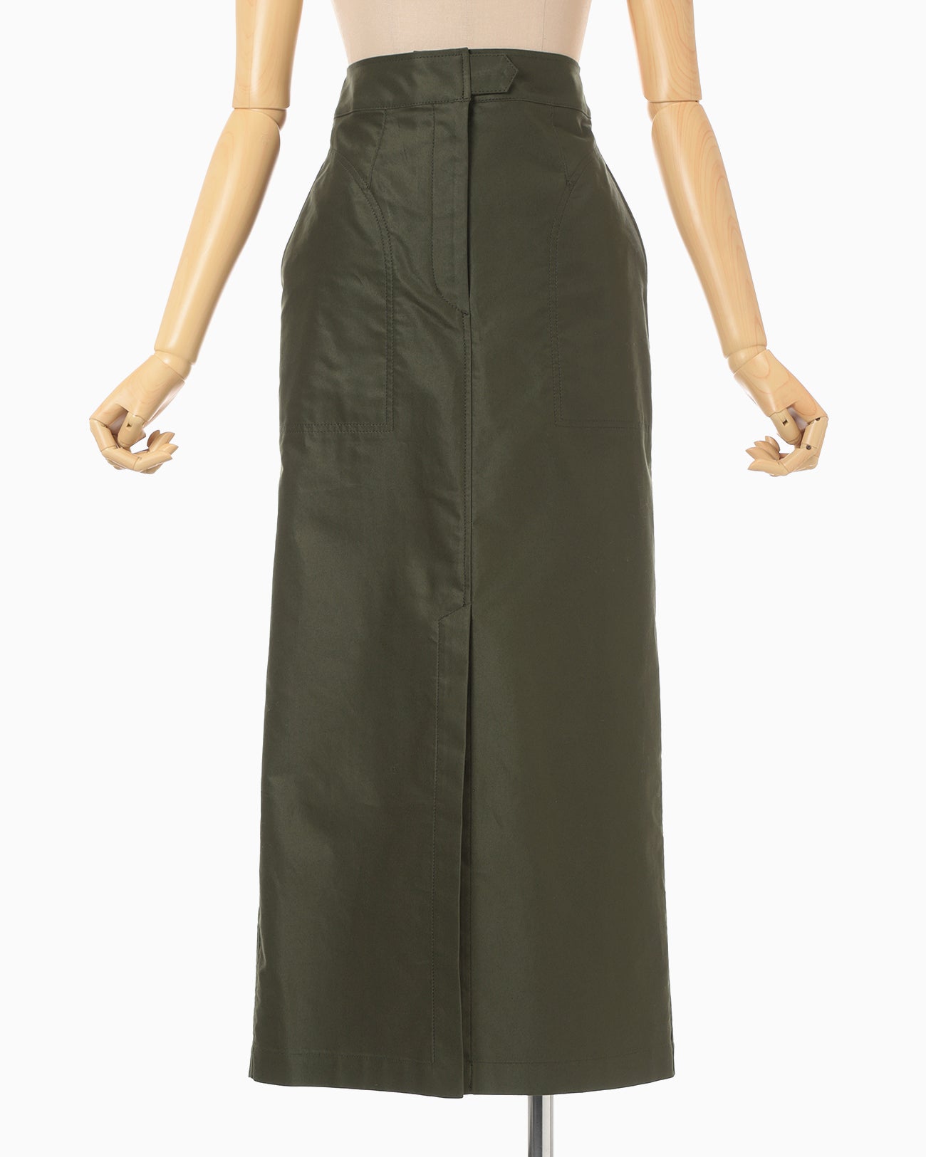 Cotton High Waisted Work Skirt - khaki - Mame Kurogouchi