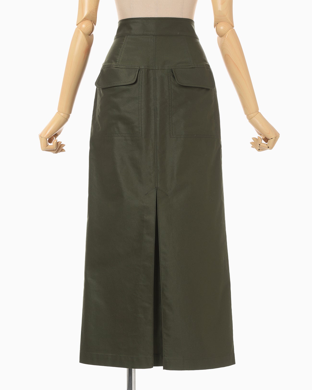 Cotton High Waisted Work Skirt - khaki - Mame Kurogouchi