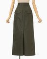 Cotton High Waisted Work Skirt - khaki