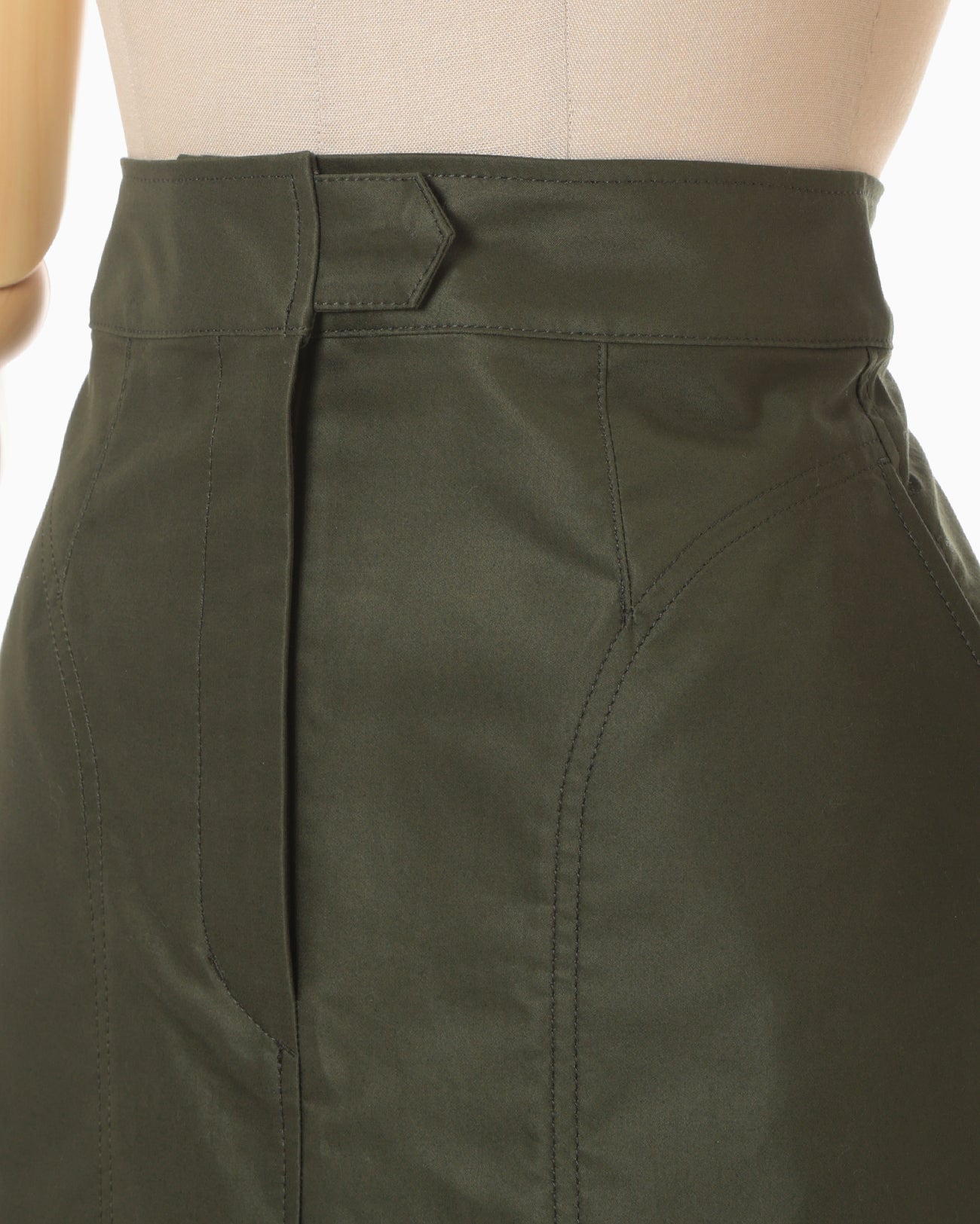 Cotton High Waisted Work Skirt - khaki - Mame Kurogouchi