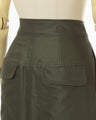 Cotton High Waisted Work Skirt - khaki
