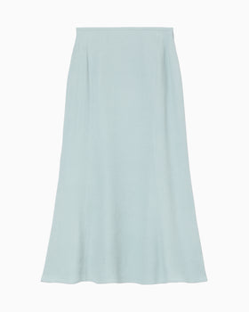 Puffed Floral Jacquard Skirt - blue