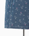 Floral Jacquard High Waisted Denim Skirt - blue