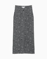 Floral Jacquard High Waisted Denim Skirt - grey