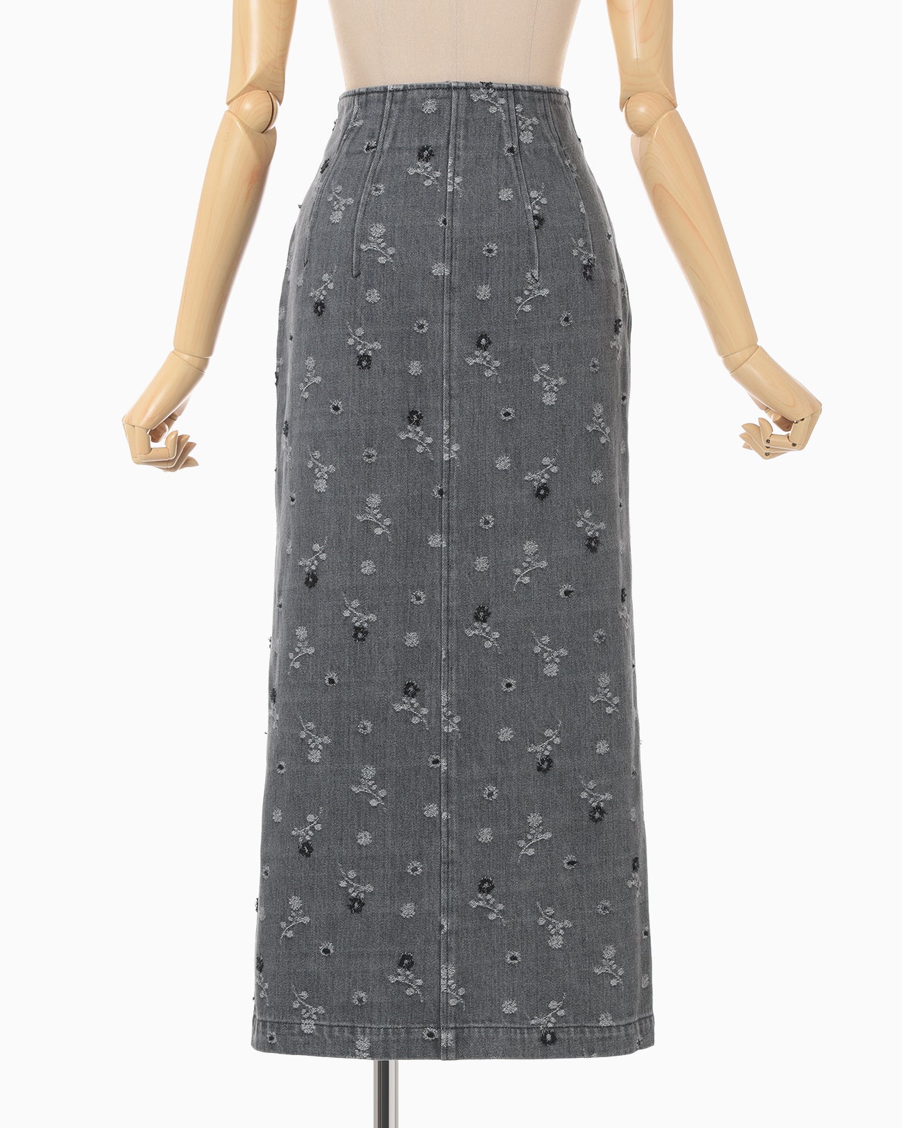 Floral Jacquard High Waisted Denim Skirt - grey - Mame Kurogouchi