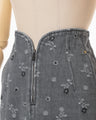 Floral Jacquard High Waisted Denim Skirt - grey