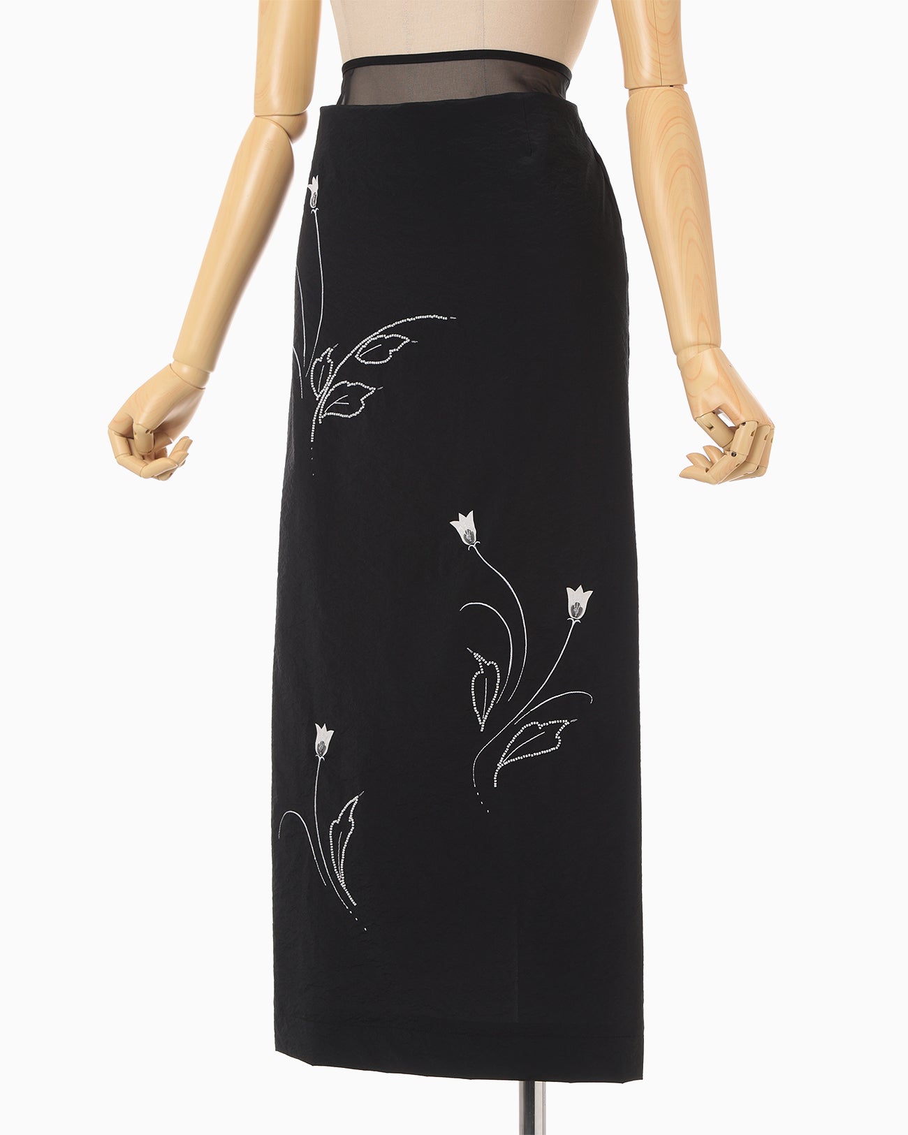 Stretch Beaded Detail Skirt - black - Mame Kurogouchi