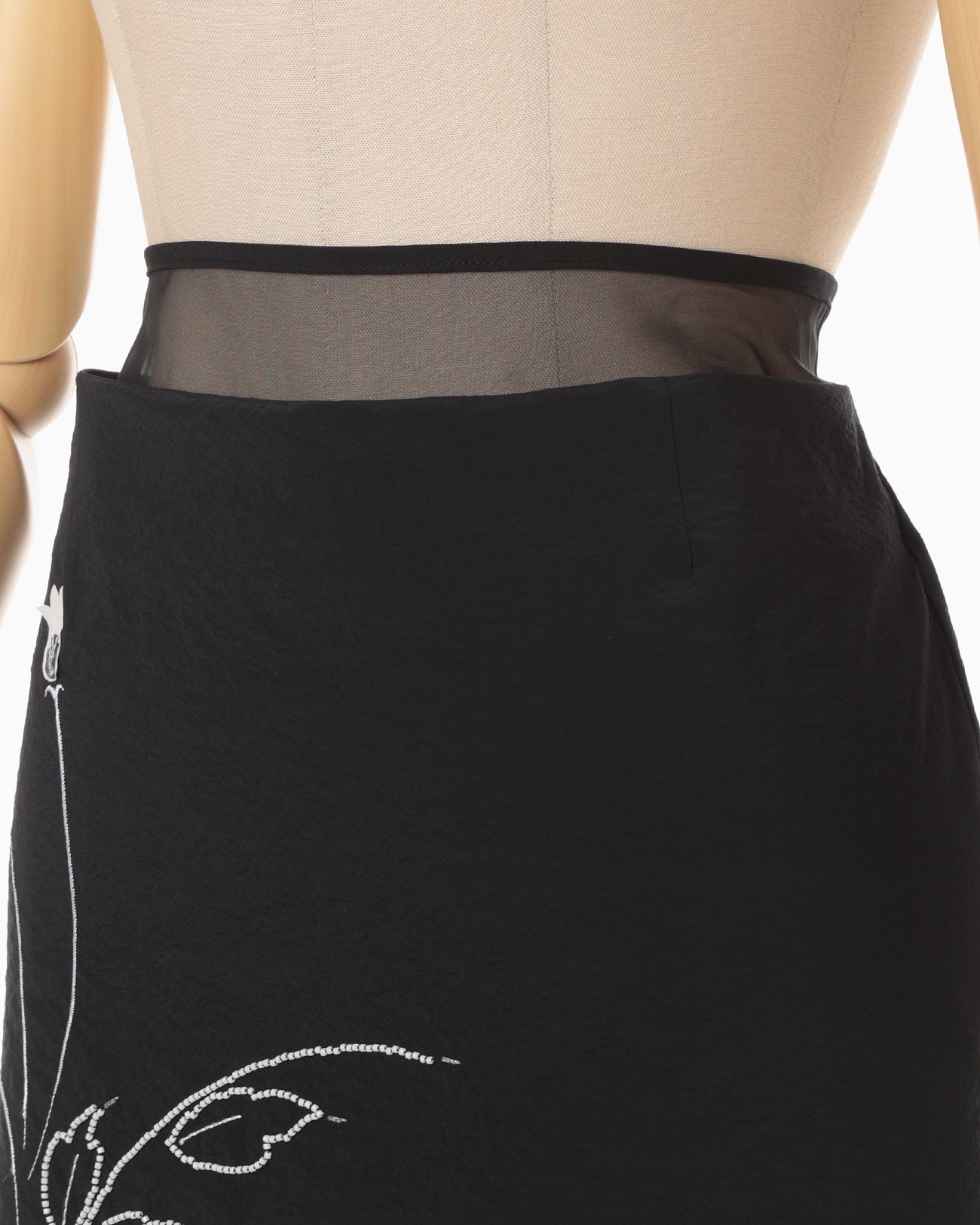 Stretch Beaded Detail Skirt - black - Mame Kurogouchi