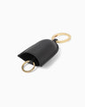 Oval Leather Keyring - black