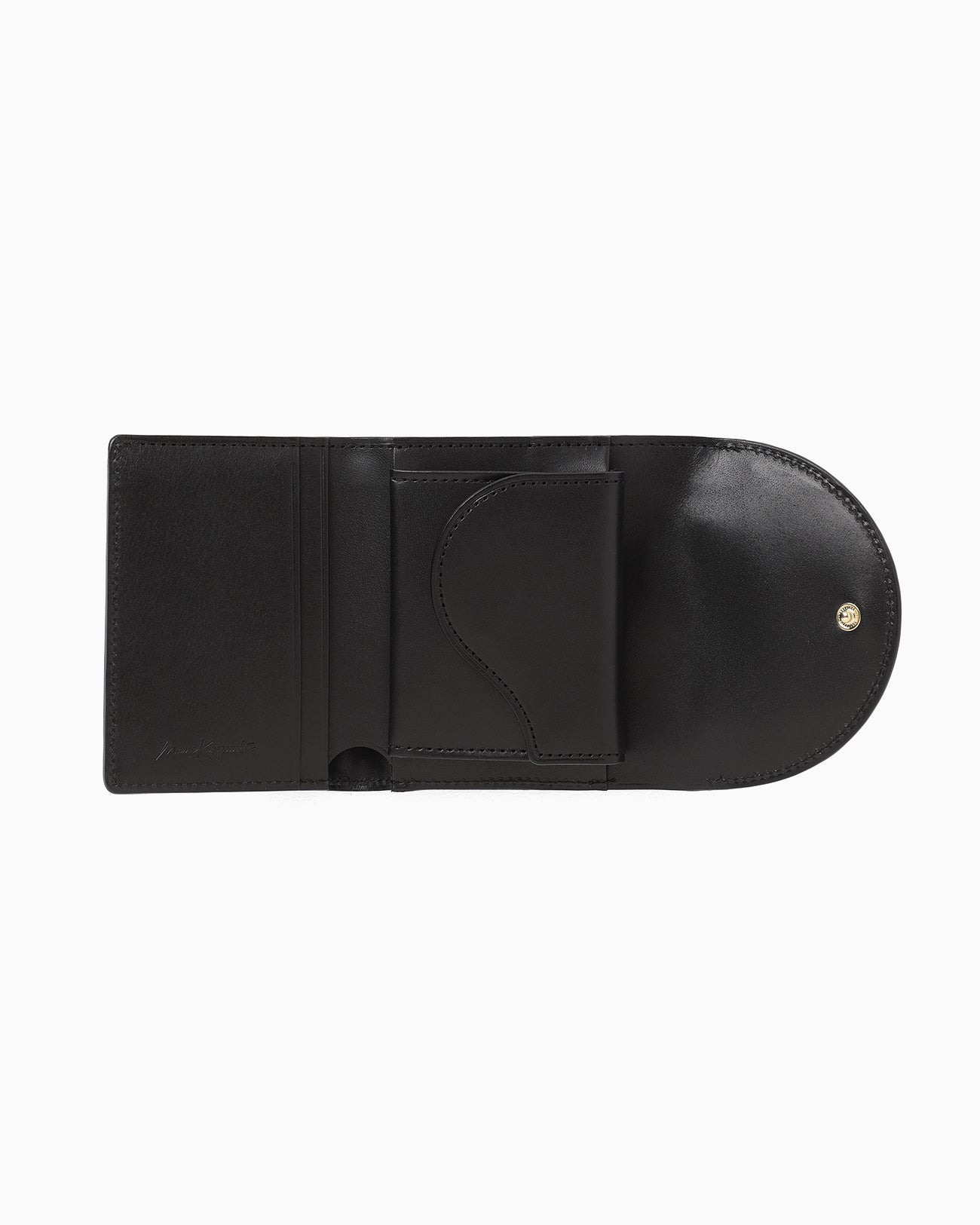 Monogram Trifold Leather Wallet - black - Mame Kurogouchi