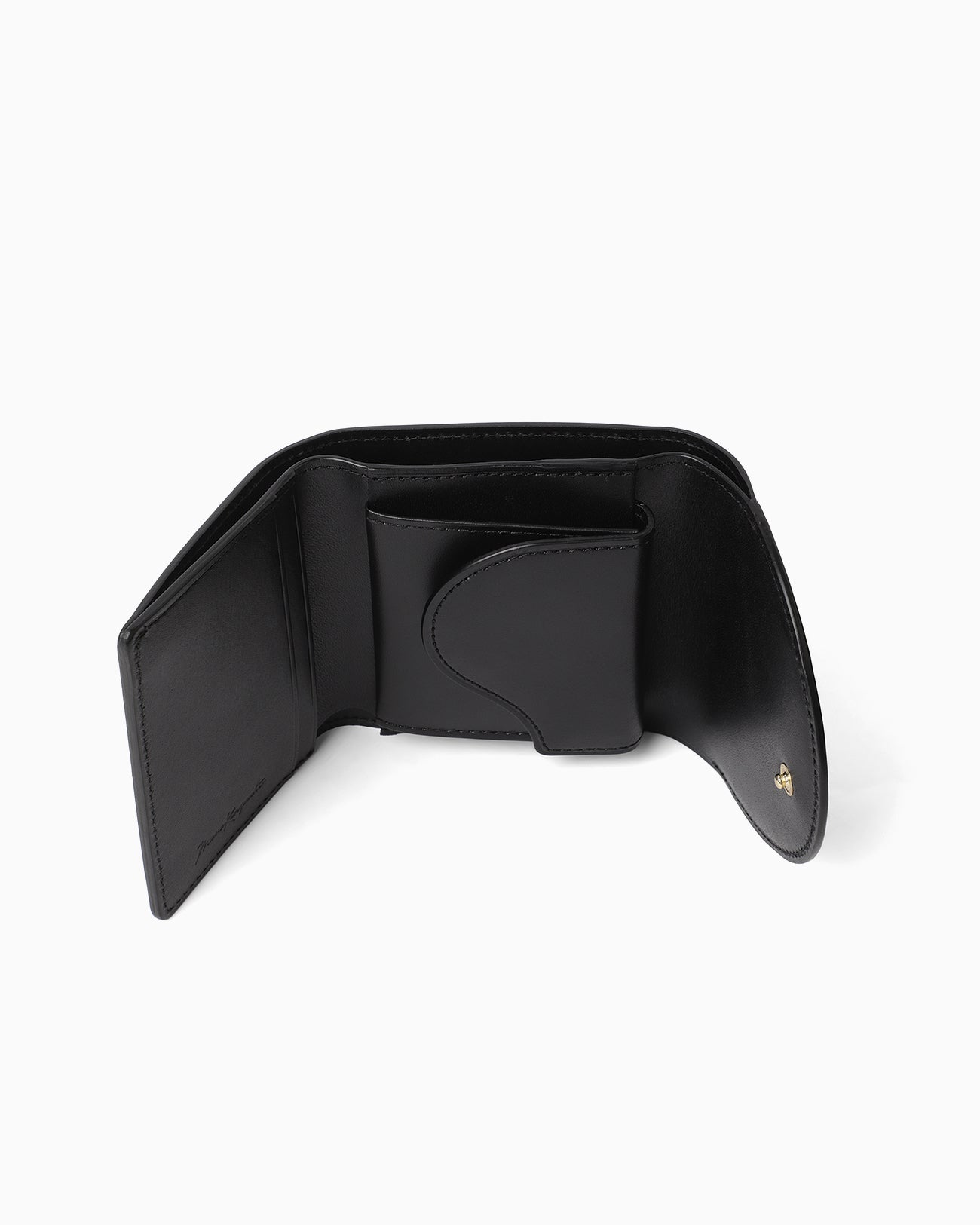 Monogram Trifold Leather Wallet - black - Mame Kurogouchi