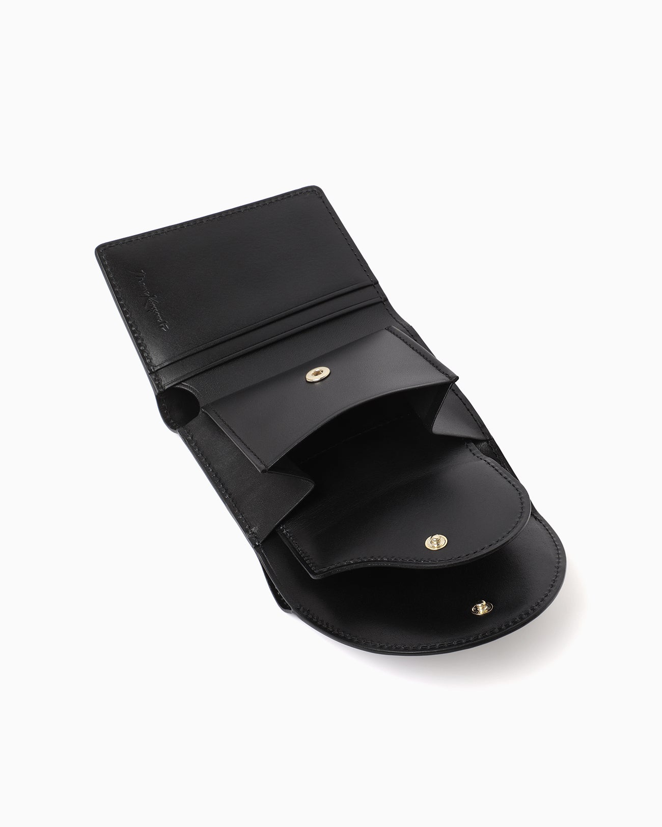 Monogram Trifold Leather Wallet - black - Mame Kurogouchi