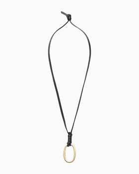 Oval Leather Strap with Carabiner - black