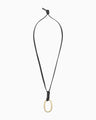 Oval Leather Strap with Carabiner - black