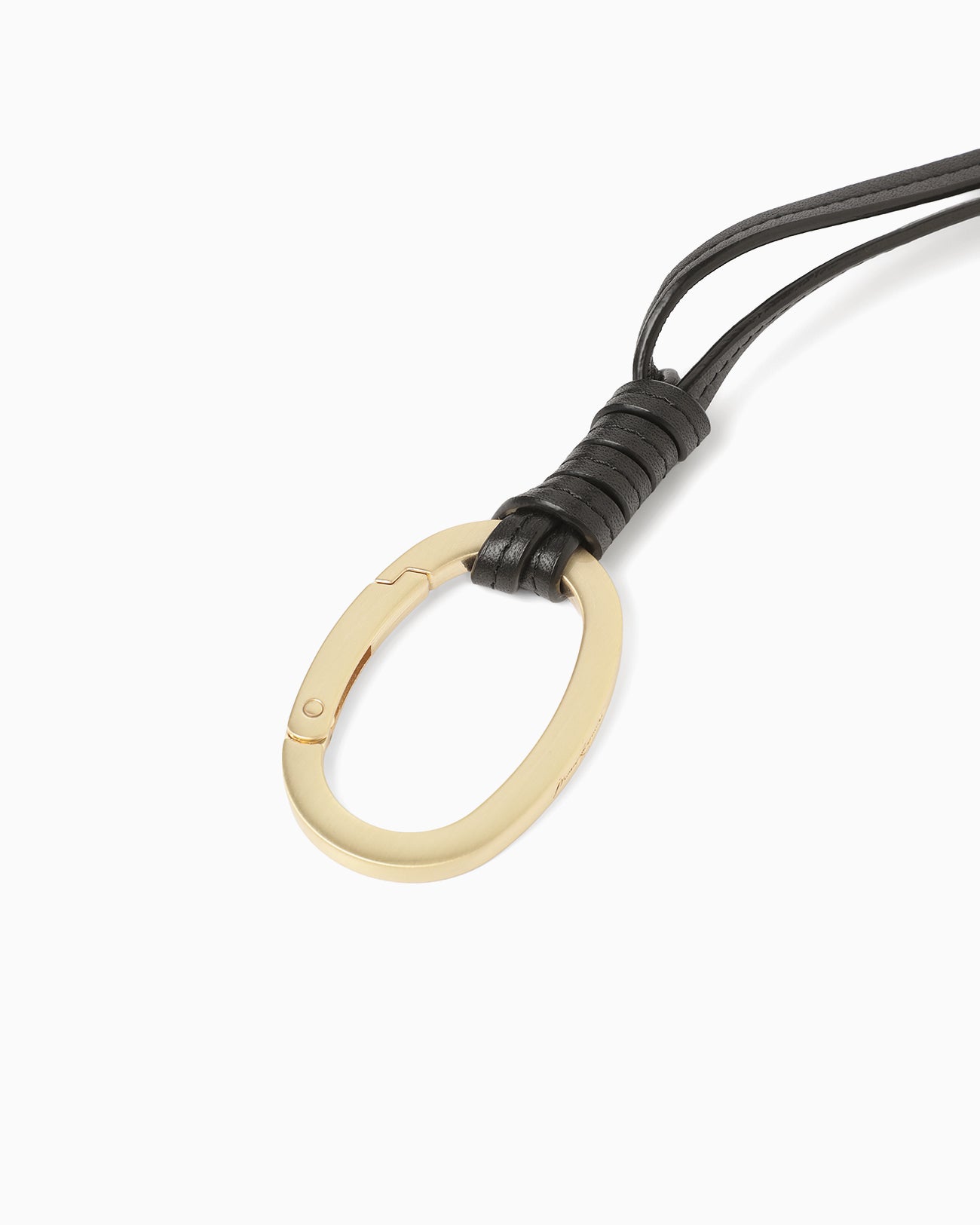 Oval Leather Strap with Carabiner - black - Mame Kurogouchi