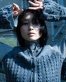 Openwork Pattern Knitted Cardigan - grey