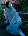 Mohair Knitted High Neck Top - white